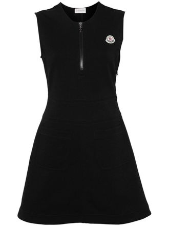 Moncler logo-patch jersey mini dress - Black