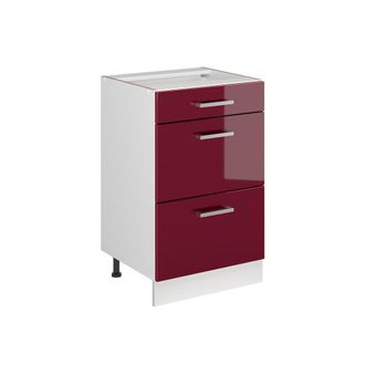 Vicco Mueble Bajo De Cocina R-line, Rojo De Alto Brillo/blanco, 50 Cm Sin Encimera, Vicco