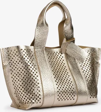 Pedro Garcia Mini perfed tote in metallic cervo| Mini perfed tote | Spring Summer 26 | PEDRO GARCIA