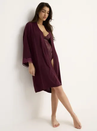 Miiyu Womens Plain hammered satin robe