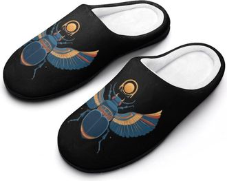 Generic Egypt Moth Cotton Slippers for Women Indoor Outdoor Slipper Slip-On Memory Foam Home Shoes