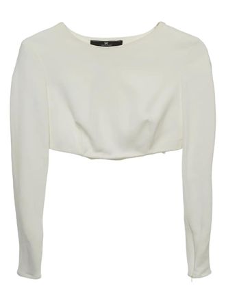 Elisabetta Franchi pre-owned asymmetrical cropped top - women - Polyester/Elastane/Viscose/Acetate/Elastane - S - White