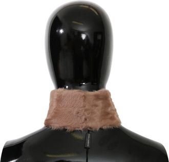 Dolce & Gabbana Beige Fur Neck Collar Lambskin Womens Scarf