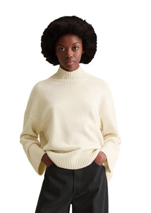 Marc O'Polo Denim Stehkragenpullover MARC OPOLO DENIM, Damen, Gr. XL, wei&szlig; blush, Strick, Obermaterial: 45% Wolle, 35% Polyamid, 20% Baumwolle, relaxed fit normal, Ripp