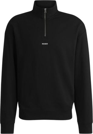 HUGO BOSS Cotton-terry zip-neck sweatshirt with logo print