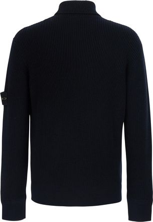 Stone Island Mens Wool Sweater High Collar Blue Tops Top