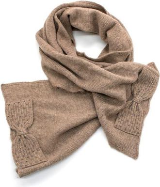 Portolano Minerva Embellished Bow Scarf in Light Nile Brown at Nordstrom