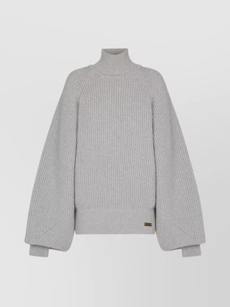Balmain virgin wool ribbed batwing turtleneck jumper