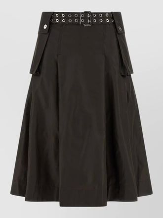 Ganni nylon skirt a line belted waist eyelets