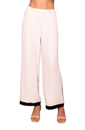 Melloday Side Stripe Wide Leg Pants in Black /Bone at Nordstrom, Size X-Small