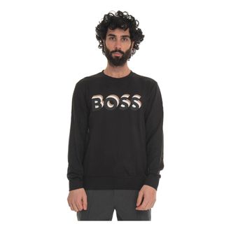 HUGO BOSS Sweatshirts, male, Black, S, Logo Crewneck Sweatshirt Long Sleeve