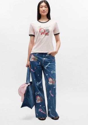 Ganni Primrose Pink Baby Fit Animal T-shirt - Size S Cotton