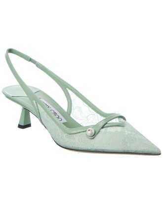 Jimmy Choo London Amita 45 Lace & Leather Pump