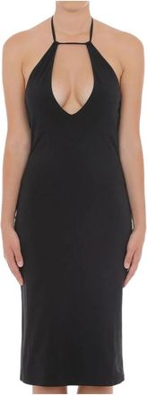 Moschino Elegante Midi Jurk - Dames - Casual kleedjes - Zwart - L - Katoen - Kleedjes
