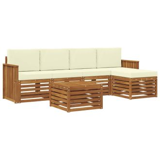 vidaXL Conjunto De Sof&aacute;s De Exterior Con Coj&iacute;n 6 Pcs Natural Y Crema Vidaxl