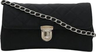 Prada Pre-owned Nylon Leather Chain Bag - Dames - Vintage Schoudertas - Zwart - ONE Size - Nylon - Vintage