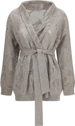 Brunello Cucinelli Beige Linen Womens Cardigan