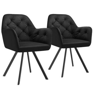 TecTake Armchair Lucia Set Of 2 - Black | Size: 2 Pack