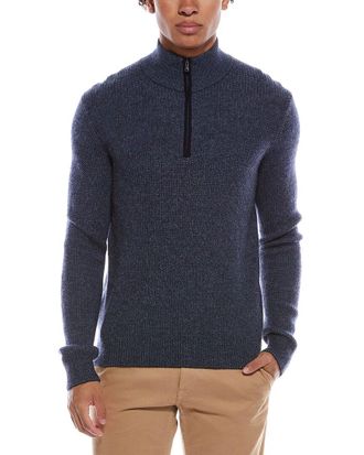Amicale Cashmere Feeder Pique Zip Cashmere Sweater