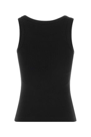 Kenzo Womens Black Stretch Cotton Tank Top Exterior: Elastane Maglie