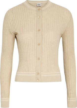 Tod's Striped Trims Cotton-knit Cardigan - Beige - S (UK8-10 / S)