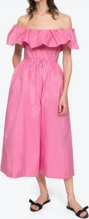 Sea New York Diana Taffeta Off The Shoulder Dress In Pink
