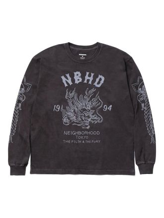 Neighborhood dragon-graphic long-sleeved T-shirt - Grey