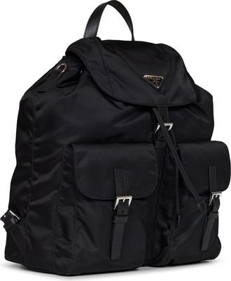Prada Re-Nylon with Saffiano Leather Trim Backpack - Black