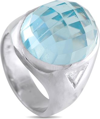 Luxury Bazaar 18K White Gold 12.0ct Aquamarine Ring MF21-043026