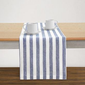 Solino Home Linen Table Runner for Dining Table, Holiday and Everyday Table Decor - Sorrento Stripe in Navy And White at Nordstrom, Size Xx-Small