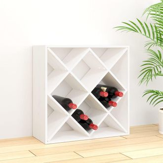 vidaXL Vidaxl - Botellero De Madera Maciza De Pino Blanco 62x25x62 Cm