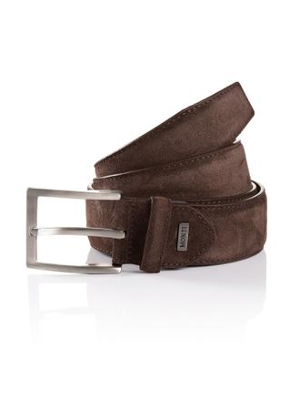 Monti Lederg&uuml;rtel MONTI TORONTO, Herren, Gr. 11,5, braun (dunkelbraun), Rindsleder, G&uuml;rtel Lederg&uuml;rtel, Veloursoptik, matt, elegant, weich, mit Logo