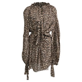 Zimmermann Suraya Leopard-Print Off-Shoulder Dress in Brown Silk