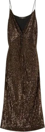 Twinset Sequin Lange Jurk - Dames - Feestkleedjes - Bruin - S - Polyester - Kleedjes