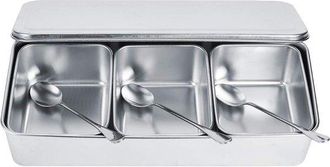 No Brand Caja De Especias De Acero Inoxidable - Recipiente Para Especias - Funcional Y Elegante - Dise&ntilde;o De 3 Compartimentos - Para Especias Y Aperitivos - Apt