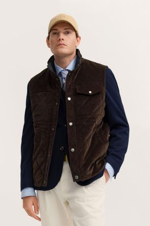 Bugatti Cordweste BUGATTI Regular Fit, Herren, Gr. 50, 90, braun, 97% Baumwolle, 3% Elasthan, unifarben, regular fit, ohne Ausschnitt, Westen Cordweste, mit S