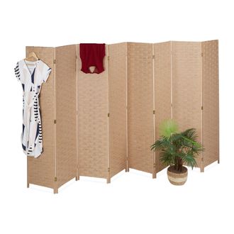 Relaxdays Relaxdays - Biombo Plegable 8 Paneles, Separador Ambientes, 170x320 Cm, Pantalla Interior, Madera, Cuerda Papel, Natural