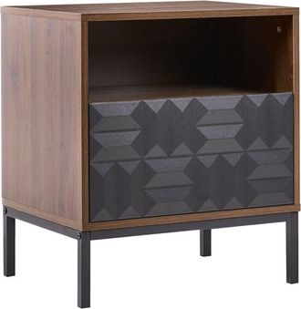Beliani 1 Drawer Bedside Table CARAQUET Dark Brown