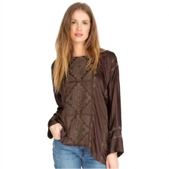 Johnny Was Ravenna Satin Blouse In Logwood