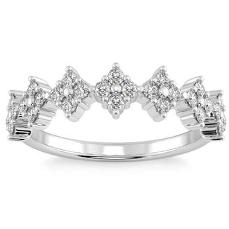 Pompeii3 1/2Ct TW Round Cut Diamond Wedding Ring 14k Gold Stackable Band Lab Grown