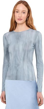 Vince Printed Long Sleeve Crew Womens Clothing Azura Wash : XL, Cotton/Modal