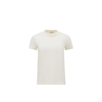 Moncler Moncler Crochet Accent Cotton T-shirt, Women, White, Size: Xs