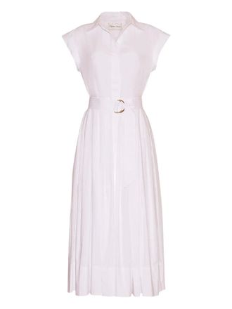 Cara Cara Octavia belted pleated dress - women - Cotton - 00 - White