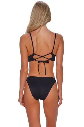 Sunsets Dora Double Tab Bikini Swim Bottoms in Black Seagrass Texture at Nordstrom, Size X-Large