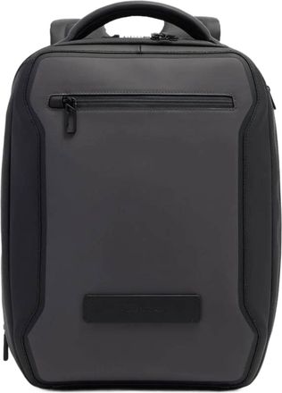 Piquadro Grey Boxy Padded Strap Backpack