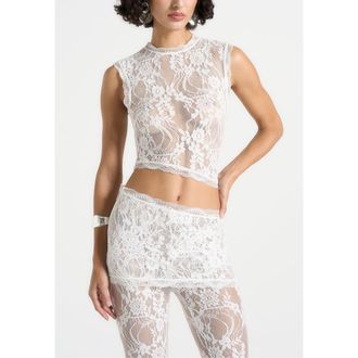 Mani&egrave;re De Voir Eugenie Lace Asymmetric Top in White at Nordstrom, Size 16