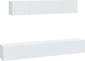 vidaXL Set De Muebles Para Tv 4 Piezas Madera Contrachapada Blanco Vidaxl