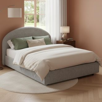 Dmora Dmora - Cama Matrimonial Dbonade, Cama Contenedor Con Revestimiento De Tela, 100% Made In Italy, Apertura Frontal, Adecuado Para Colch&oacute;n 160x190 Cm, G