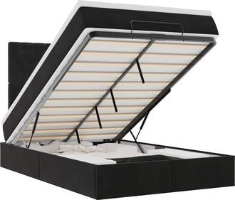 vidaXL Estructura De Cama Otomana Colchones Terciopelo Negro Vidaxl