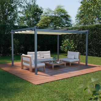 Sweeek 3x4m Aluminium Pergola With Retractable Roof in White
